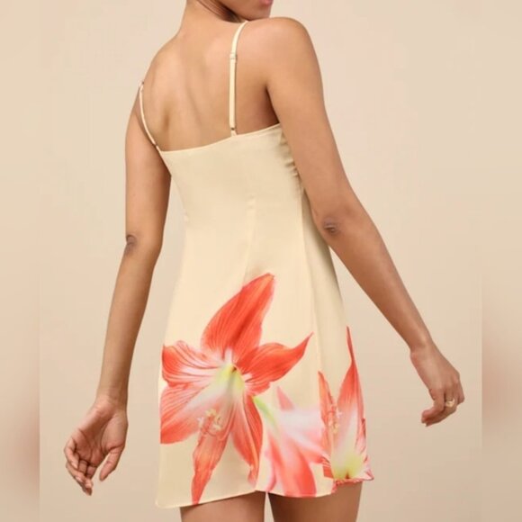 Lulus Dulcea Yellow Floral Sleeveless Mini Dress, Size Small - Picture 2 of 10